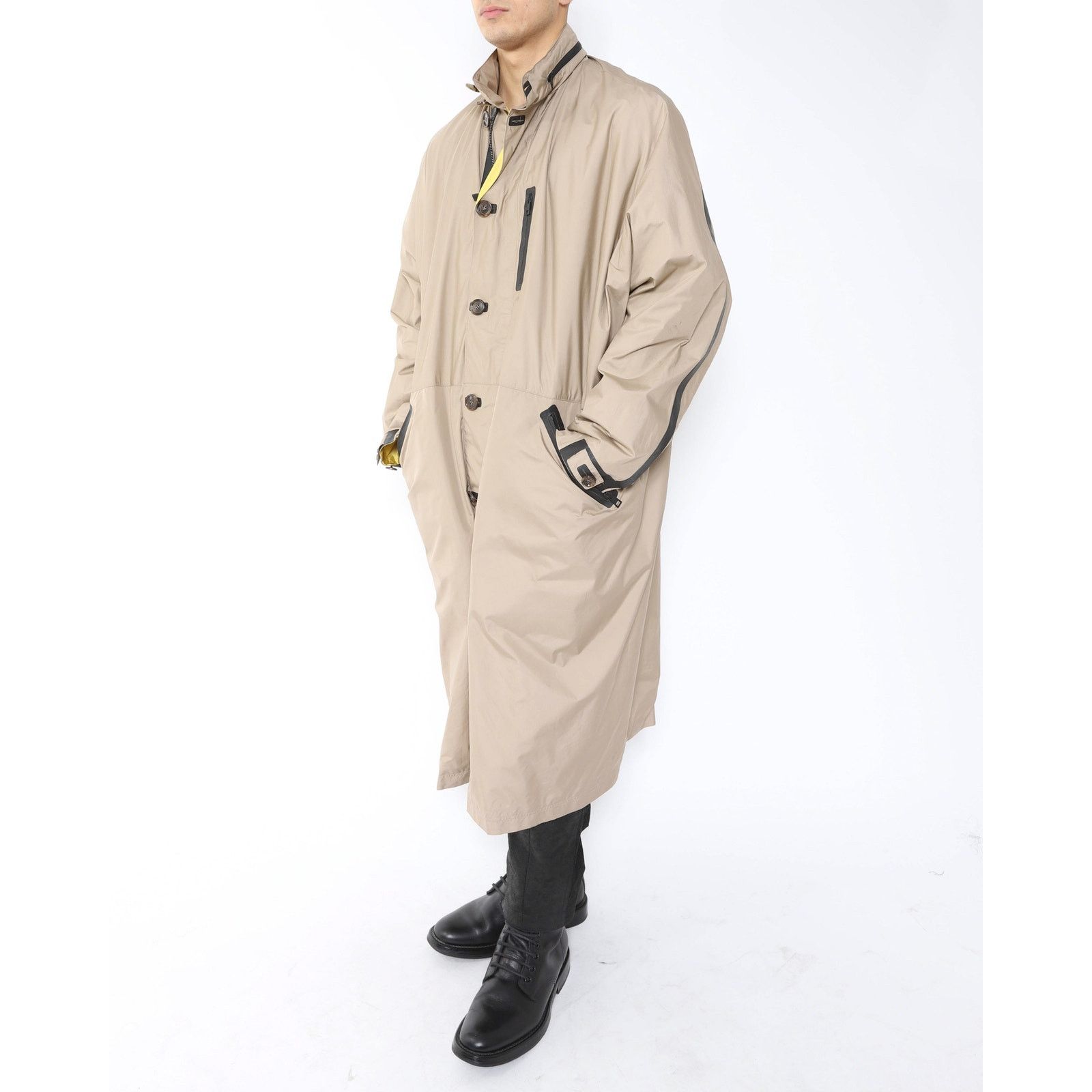 Berluti FW18 Oversized Leather Trimmed Parka in Beige Nylon Size US M / EU 48-50 / 2 - 4 Thumbnail