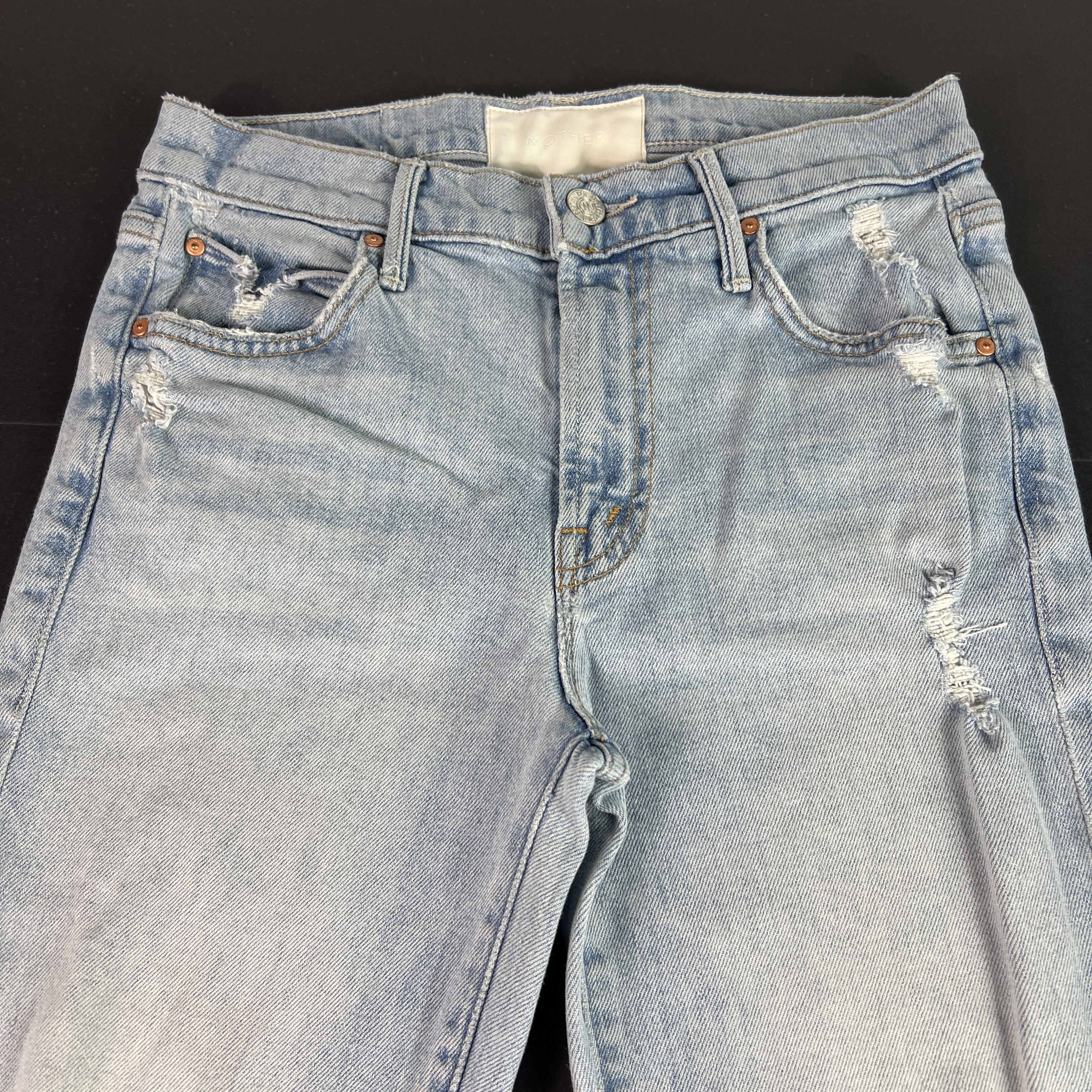 MOTHER Mother Jeans Rascal Ankle Undone Hem Blue Distressed Denim Size 25" / US 0 / IT 36 - 2 Thumbnail
