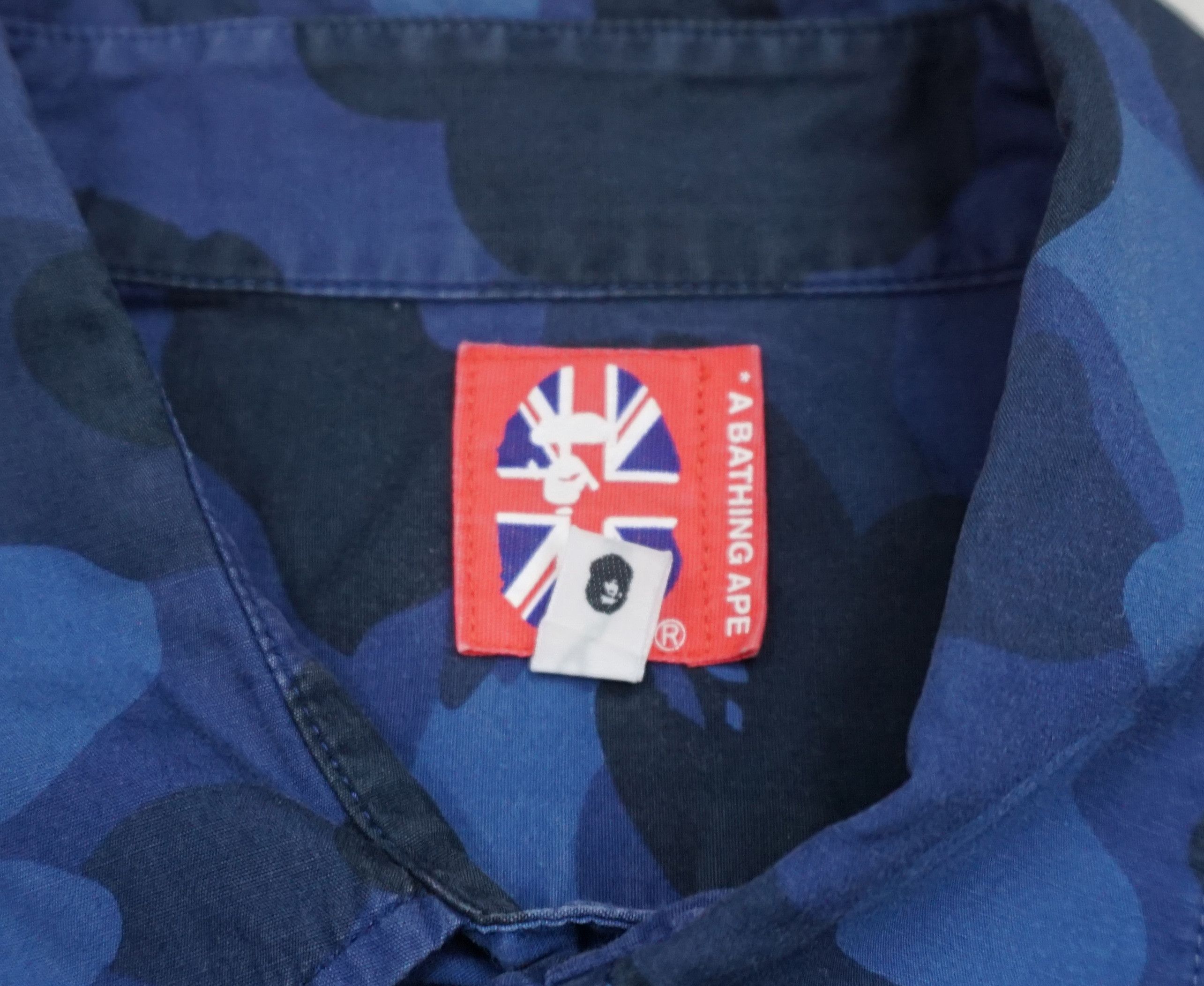 Bape × Vintage A Bathing Ape Blue Camouflage Button up Shirt Size US XL / EU 56 / 4 - 4 Thumbnail