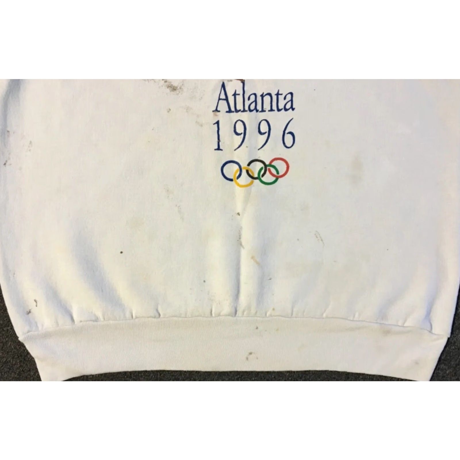 Vintage VINTAGE 90s Atlanta Olympics Faded Distress Paint Sweatshirt M Grunge Punk Skate White USA Hip Hop Rock Retro Pullover Hoodie Men Medium Size US M / EU 48-50 / 2 - 5 Thumbnail