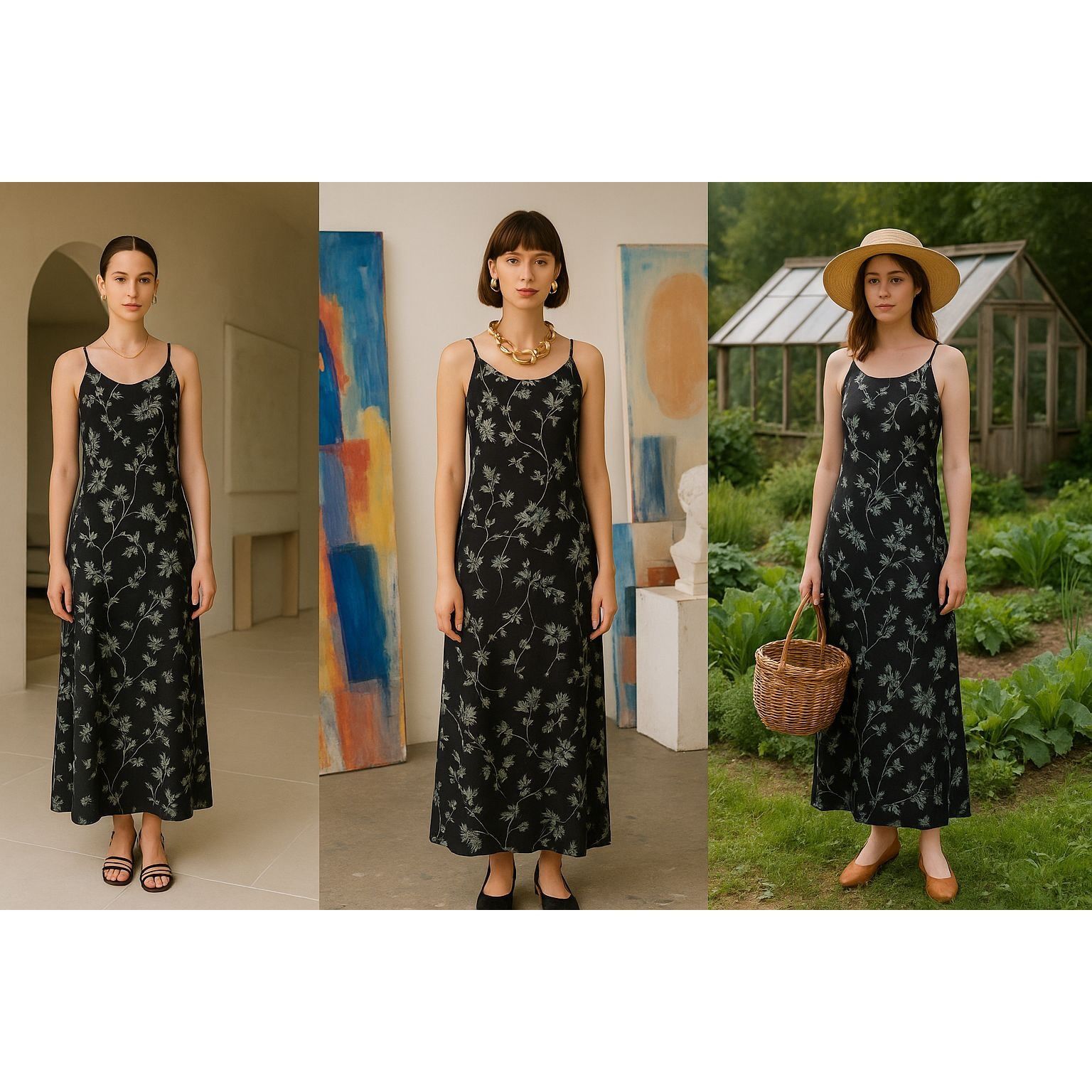 Other VTG Ballinger Gold Black Women Silk Maxi Dress L Y2K Boho Qu Size L / US 10 / IT 46 - 1 Thumbnail