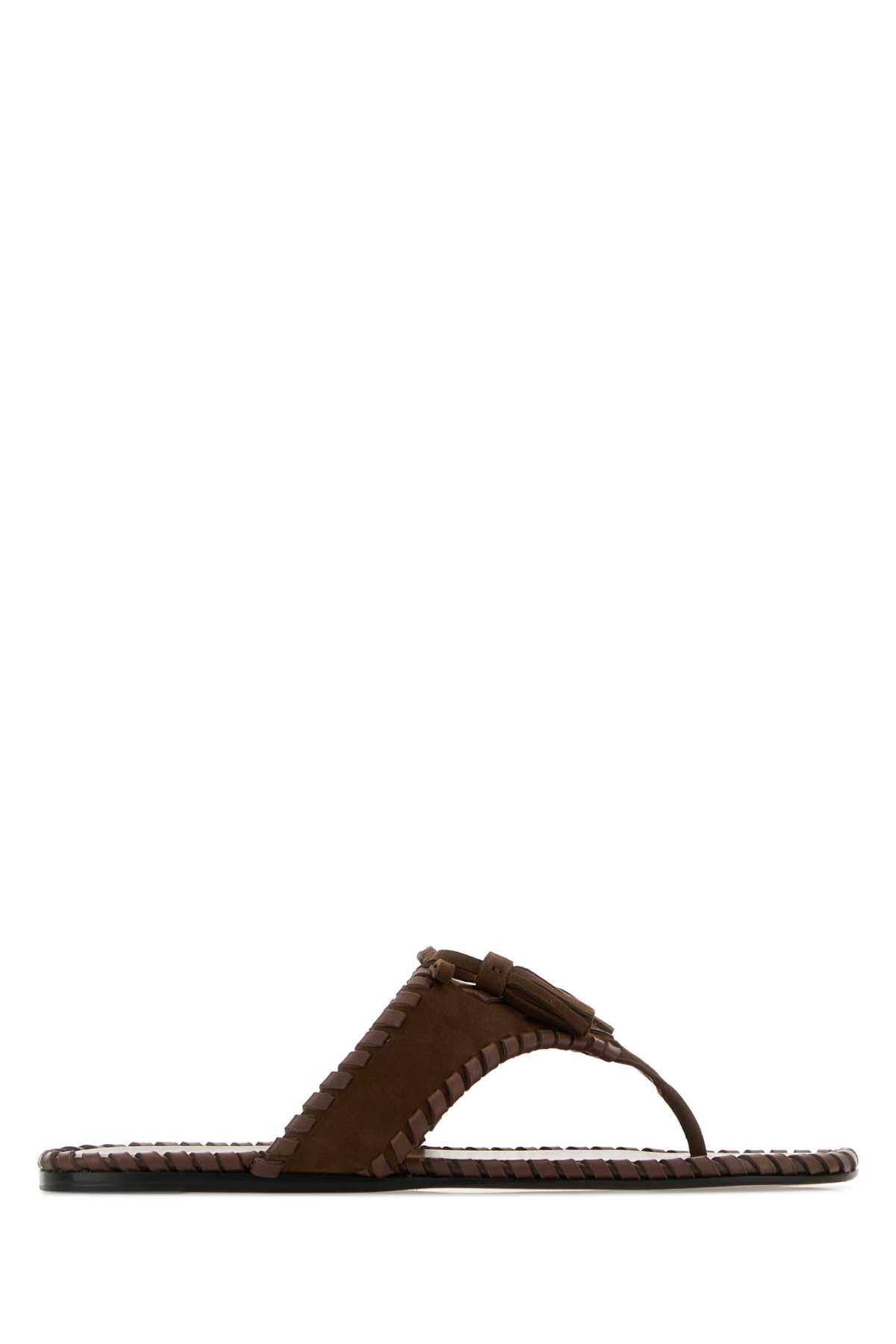 Prada Brown Suede Thong Slippers Size US 10 / IT 40 - 1 Thumbnail