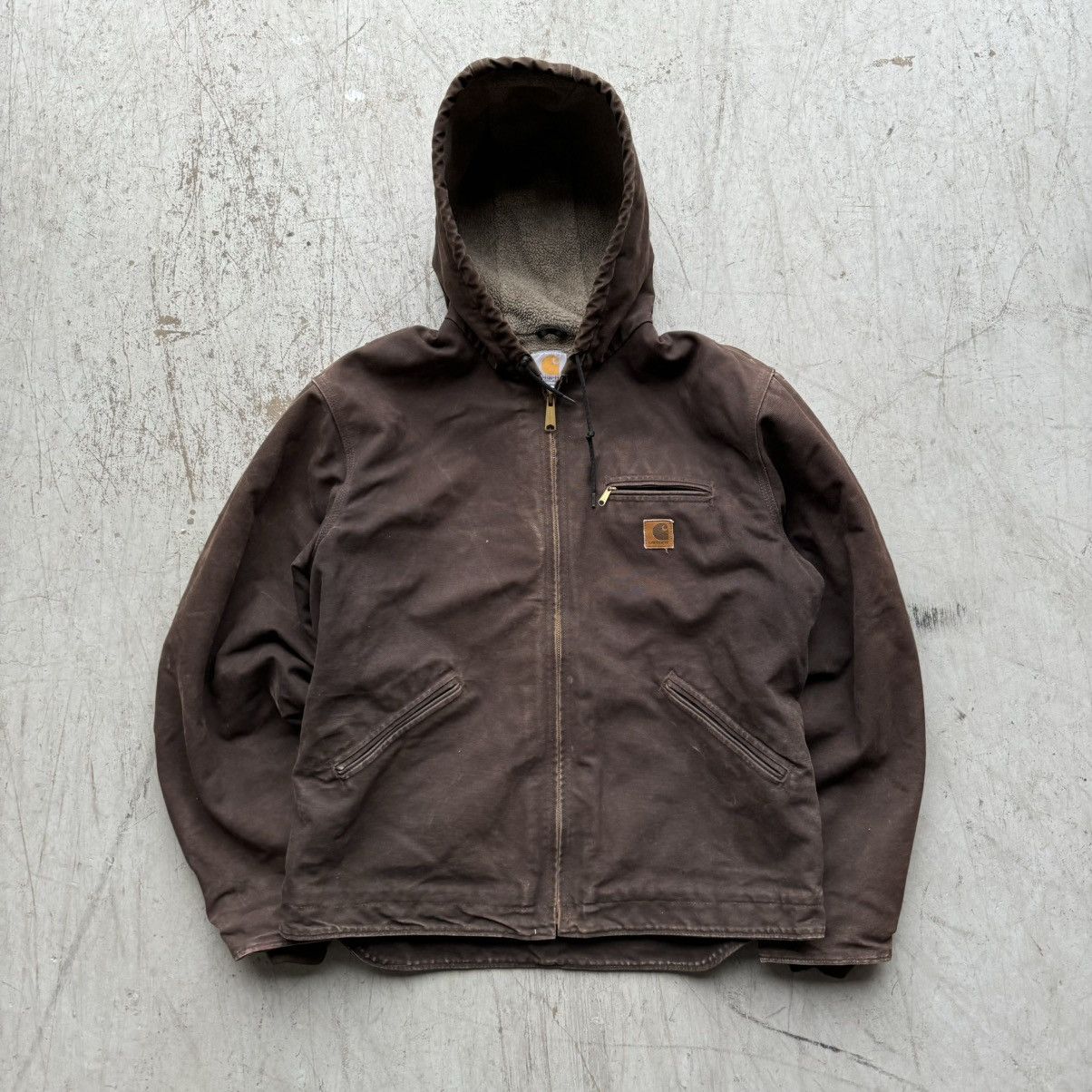 Carhartt × Vintage Carhartt Jacket J141 DKB Hooded Fleece Lined Brown Sz L Size US L / EU 52-54 / 3 - 1 Thumbnail