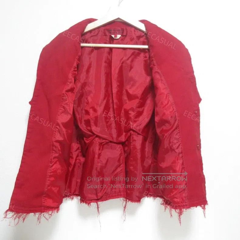 Comme des Garcons Comme Des Garcons Red Frayed Short Sleeve Blazer Jacket Size S / US 4 / IT 40 - 4 Thumbnail