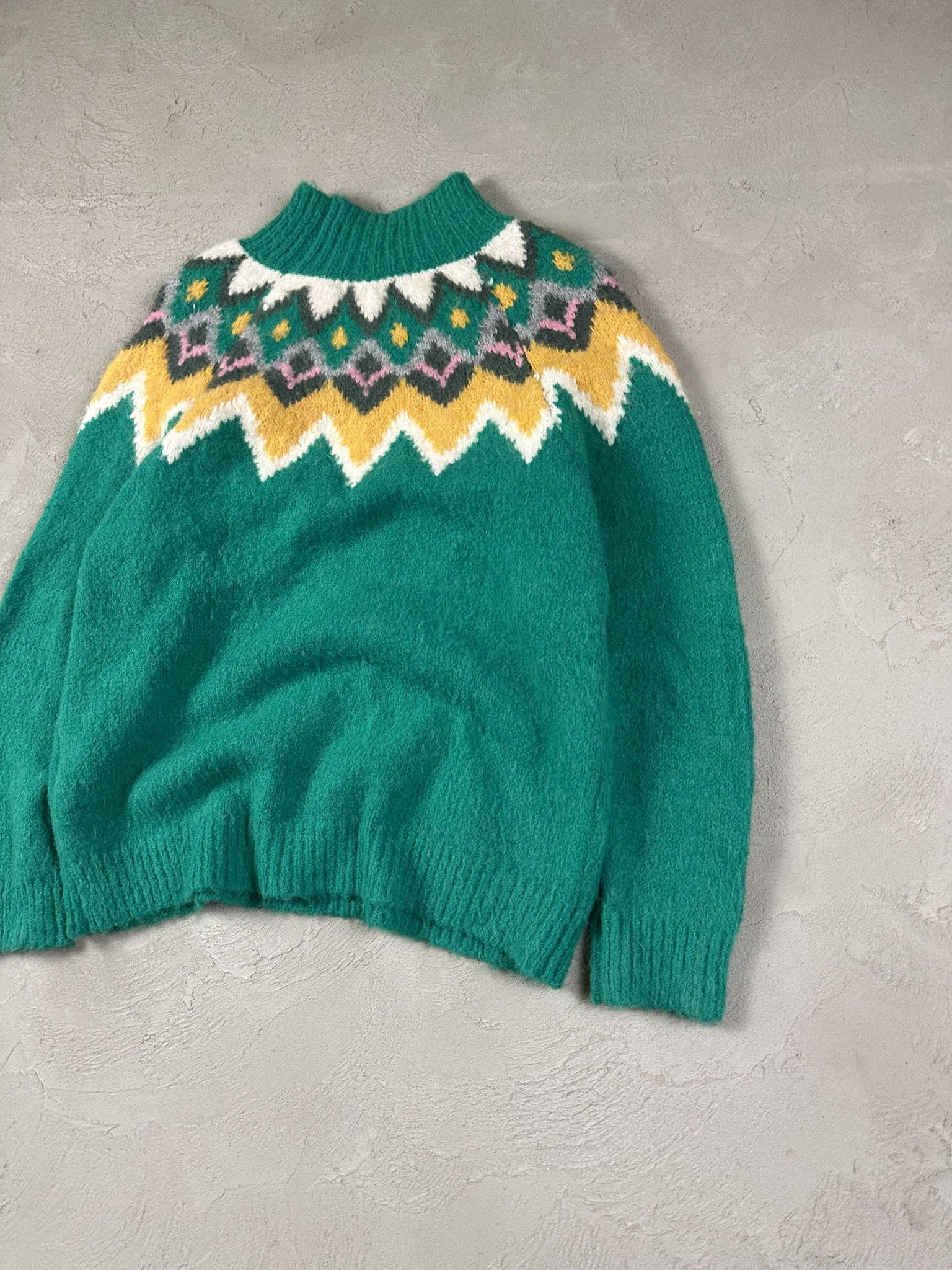Designer Axara Paris Wool Boxy Patterned Knit Sweater Size S / US 4 / IT 40 - 11 Thumbnail