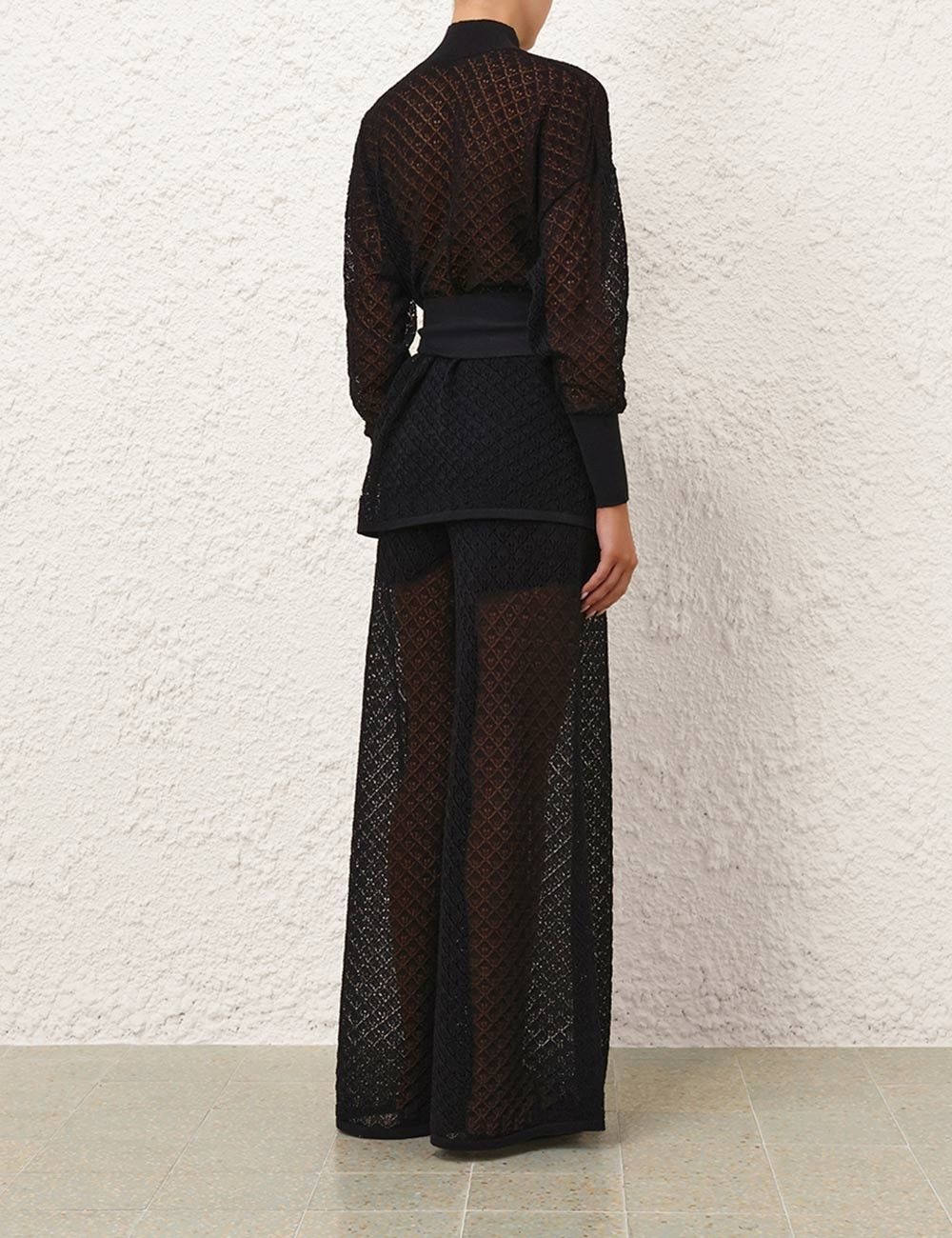 Zimmermann oc11z1025 Crush Pointelle Palazzo Pant in Black Size 28" / US 6 / IT 42 - 4 Thumbnail
