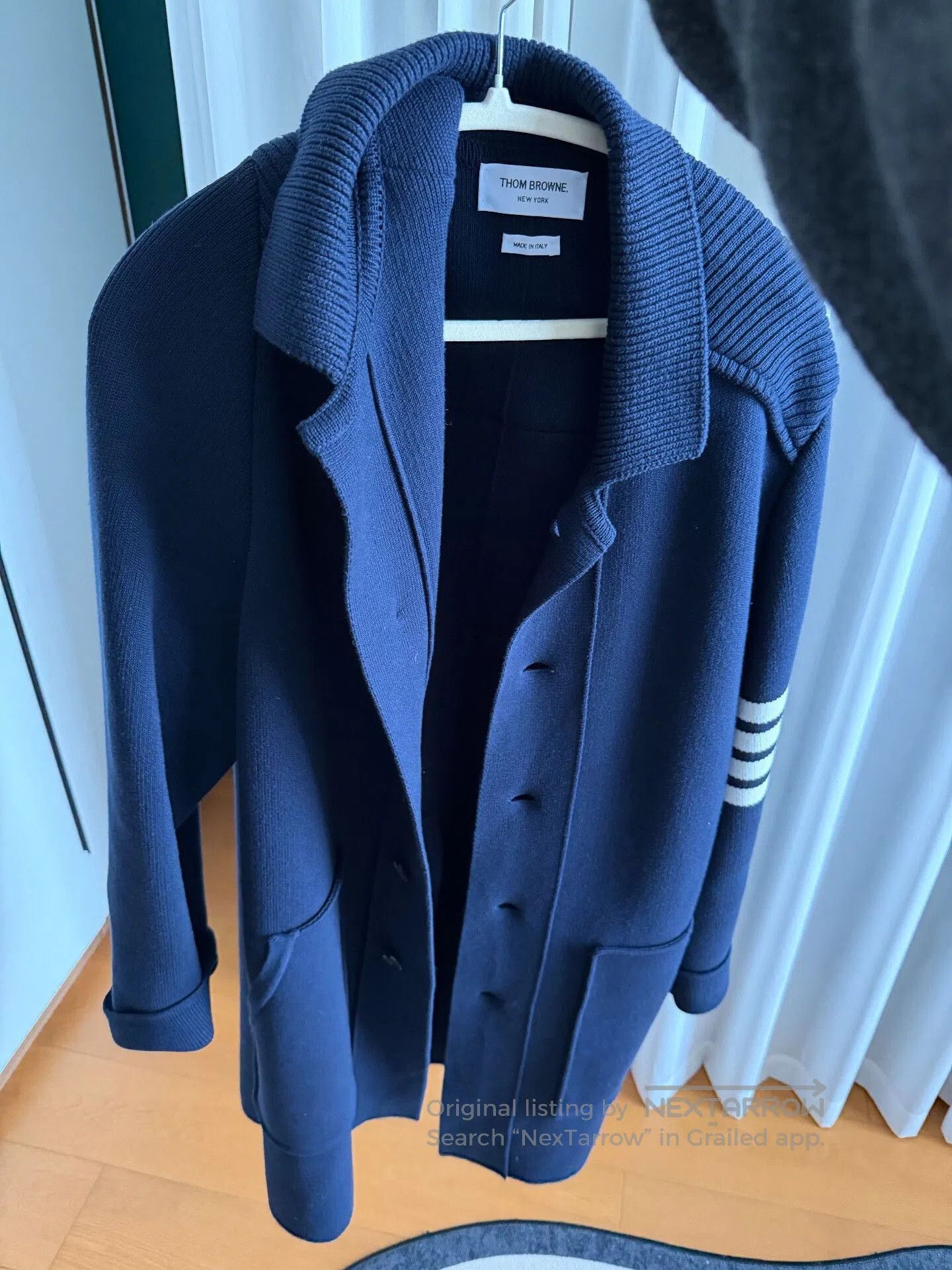 Thom Browne thombrowne men's knit coat in navy blue. Size US M / EU 48-50 / 2 - 1 Thumbnail