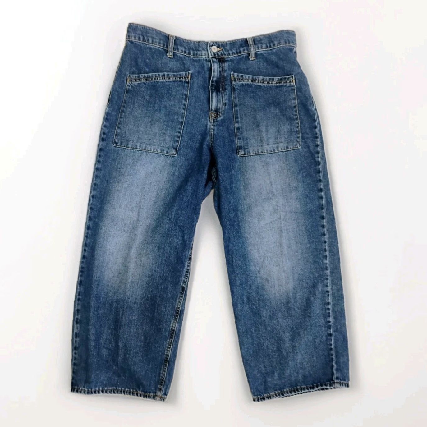Lucky Brand Lucky Brand Jeans High Rise Wide-Leg Crop 34x24 Regular Cotton Denim Blue 34 in Inseam 24 in Women Stretch? Size 24" / US 00 / IT 34 - 2 Thumbnail