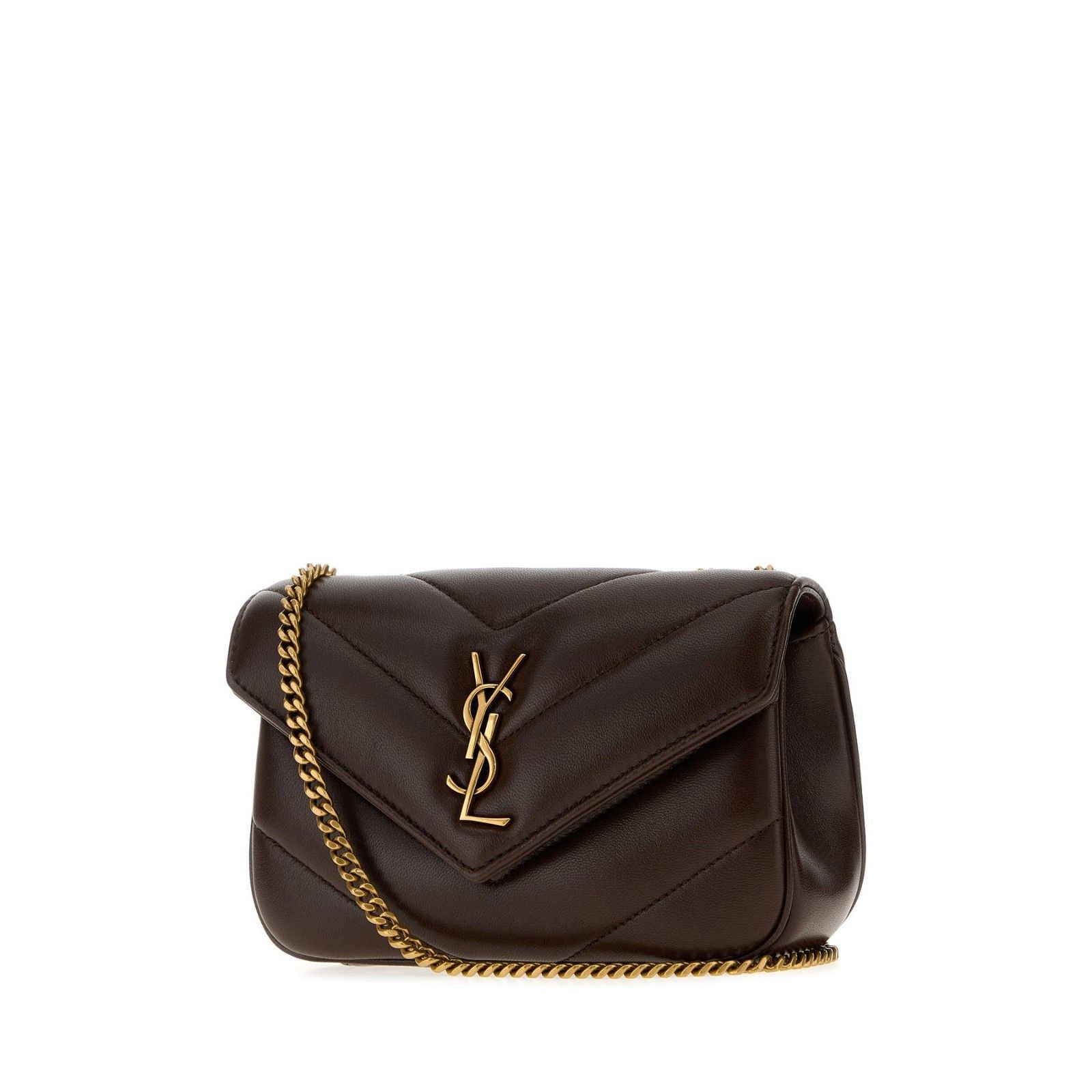 Saint Laurent Paris SAINT LAURENT $2250 Loulou Mini Deep Hickory Shoulder Bag Ne Size ONE SIZE - 2 Thumbnail
