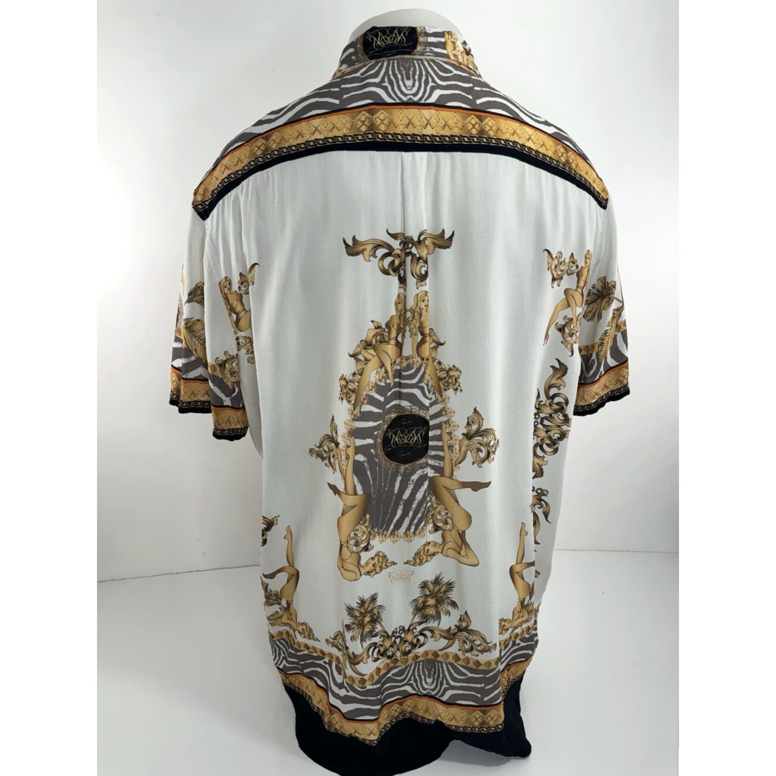 SikSilk SikSilk Baroque Pin Up Girls Mens XL Shirt Silk Button-Up Short Sleeve Multicolor Men’s Shirt Size US XL / EU 56 / 4 - 4 Thumbnail