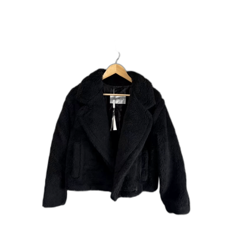 Max Mara MaxMara Black Short Teddy Jacket Size US L / EU 52-54 / 3 - 1 Thumbnail
