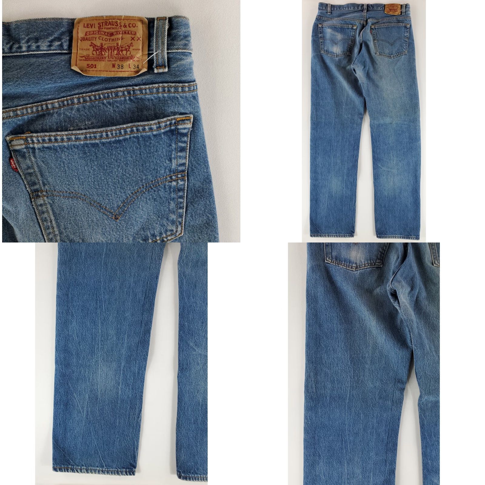 Levi's VINTAGE Levi's 501 Jeans Men Straight 36 Regular Blue Whiskering 90s 38x34 (36x32.5 Actual) Size US 36 / EU 52 - 8 Thumbnail