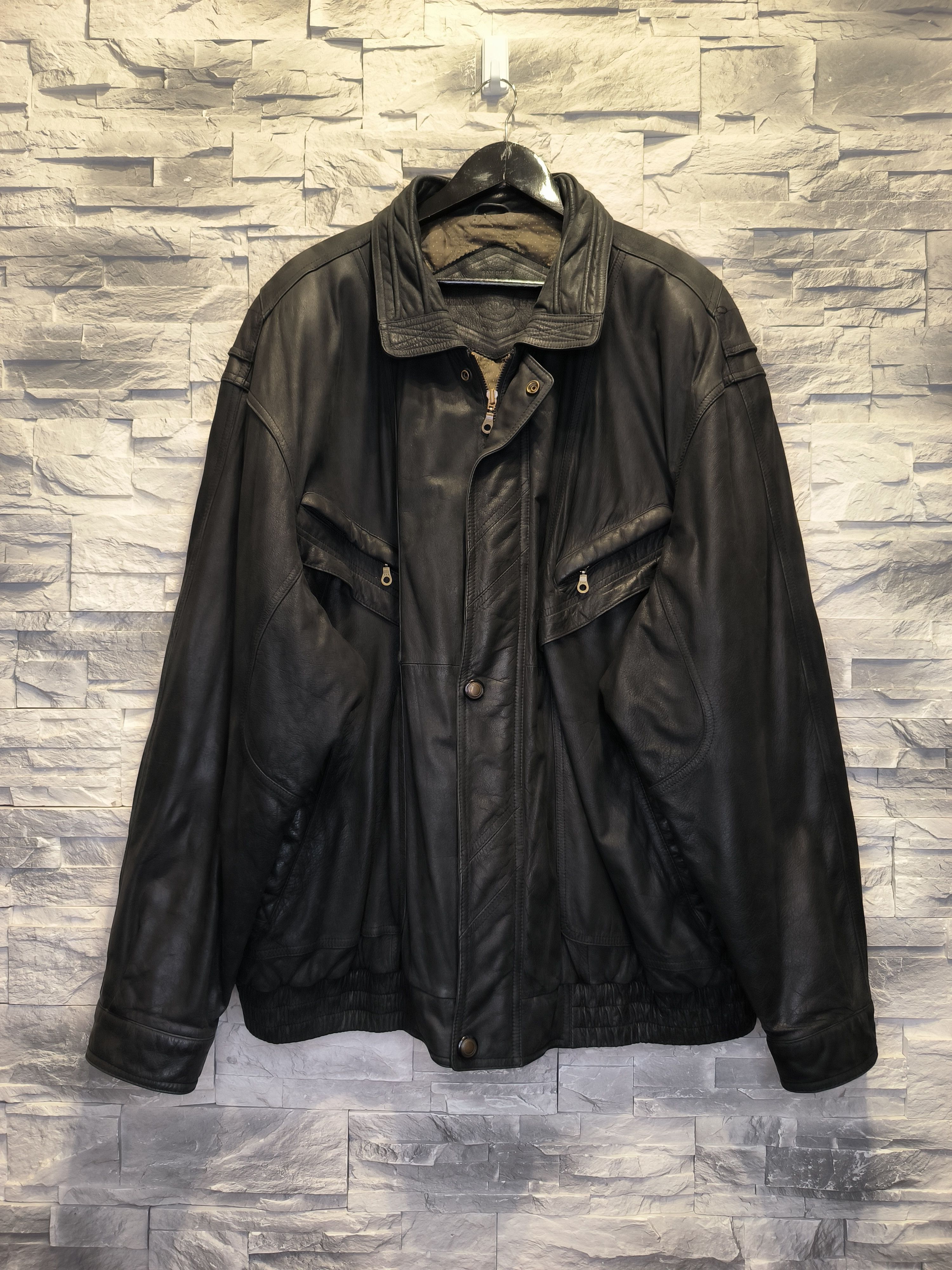 C&A C&A Vintage Leather Jacket Black Size US XXL / EU 58 / 5 - 1 Thumbnail