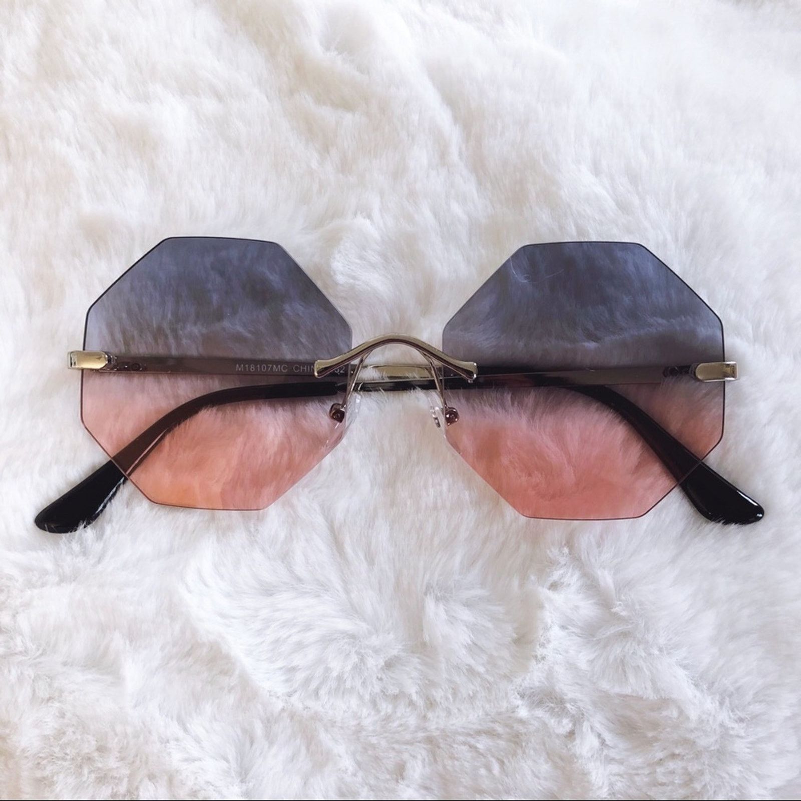 Other Alaiya Blue & Pink Octogonal Ombre Sunglasses Size ONE SIZE - 1 Thumbnail