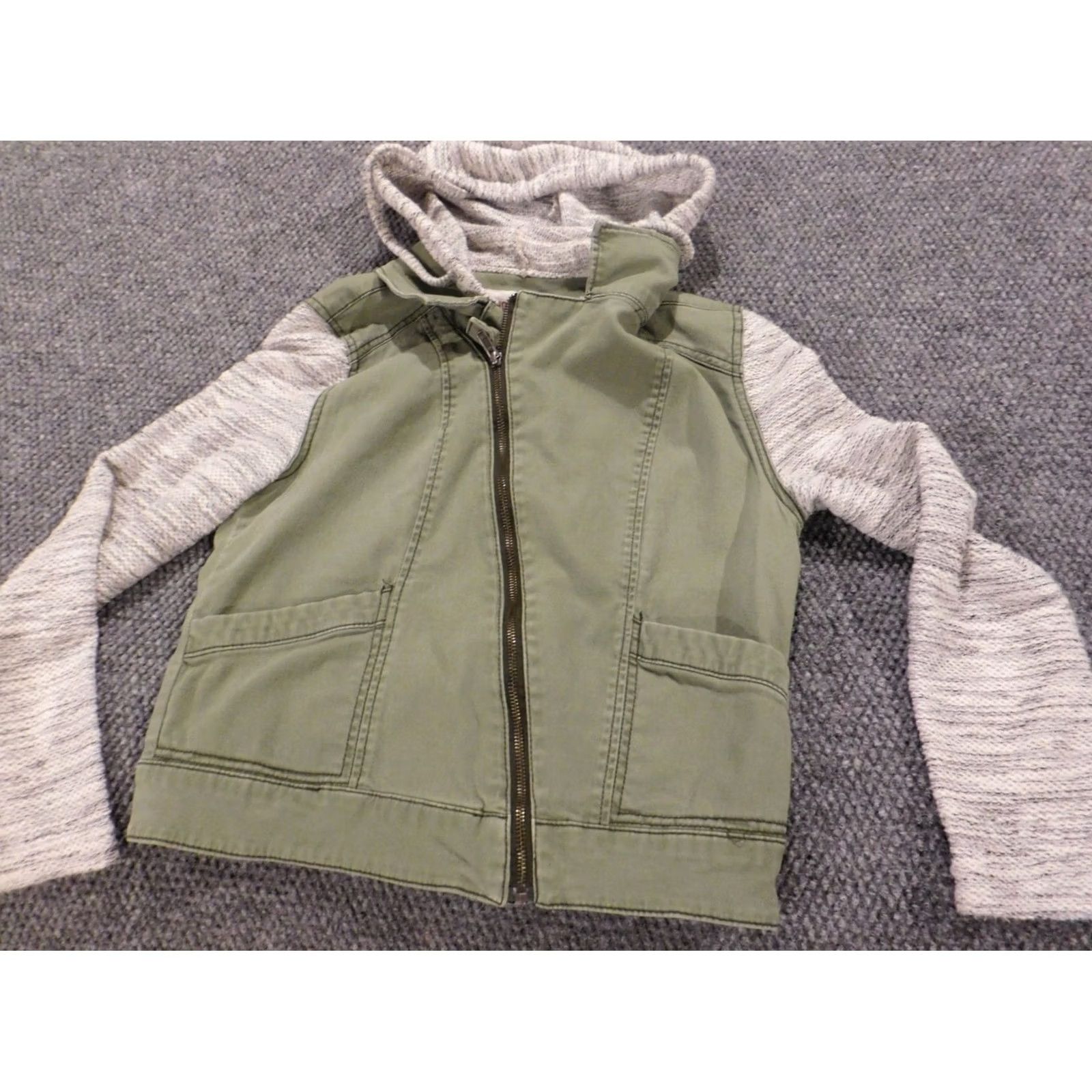 Mossimo Mossimo Womens Jacket Medium Green Full Zip stretch denim Casual Long Sleeve Solid Peanut Embroidered Peanuts 90s? Size M / US 6-8 / IT 42-44 - 2 Thumbnail