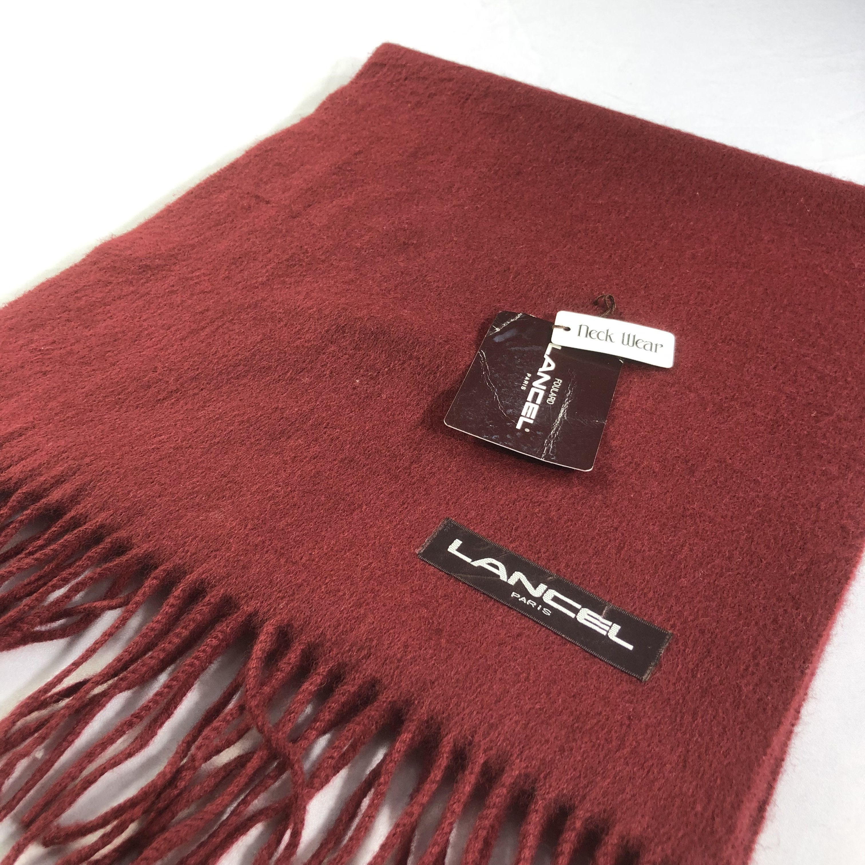 Lancel Lancel Plain Burgundy Wool Scarf Muffler V1463 Size ONE SIZE - 3 Thumbnail