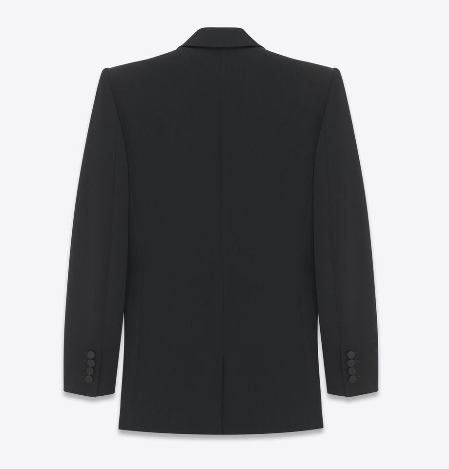 Saint Laurent Paris o1s1wg111124 Tuxedo Jacket In Grain De Poudre in Black Size S / US 4 / IT 40 - 2 Thumbnail