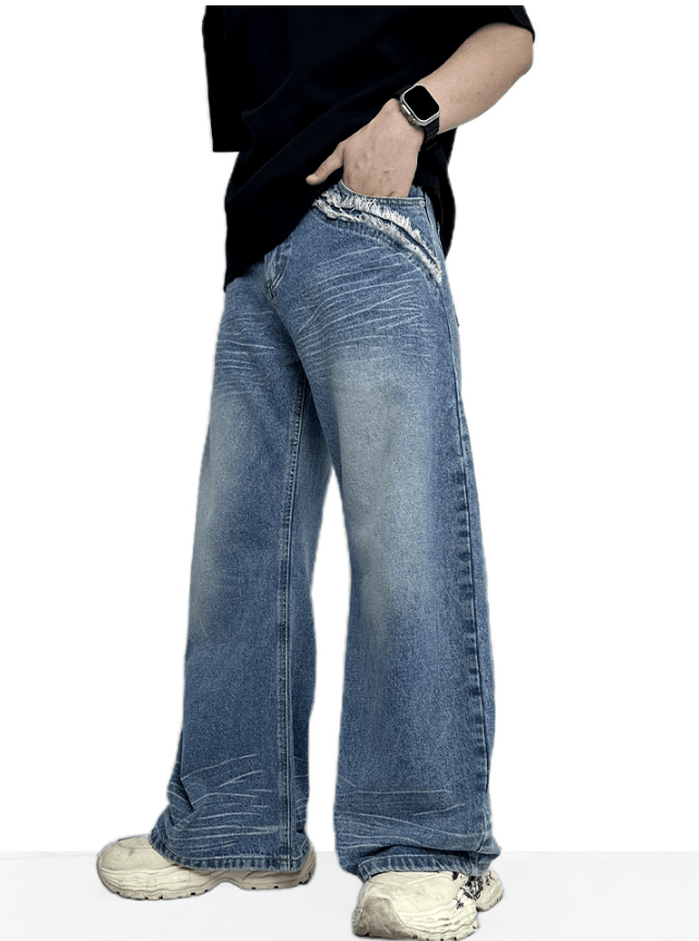 Jean American washed raw edge whisker casual scimitar jeans Size US 32 / EU 48 - 2 Thumbnail