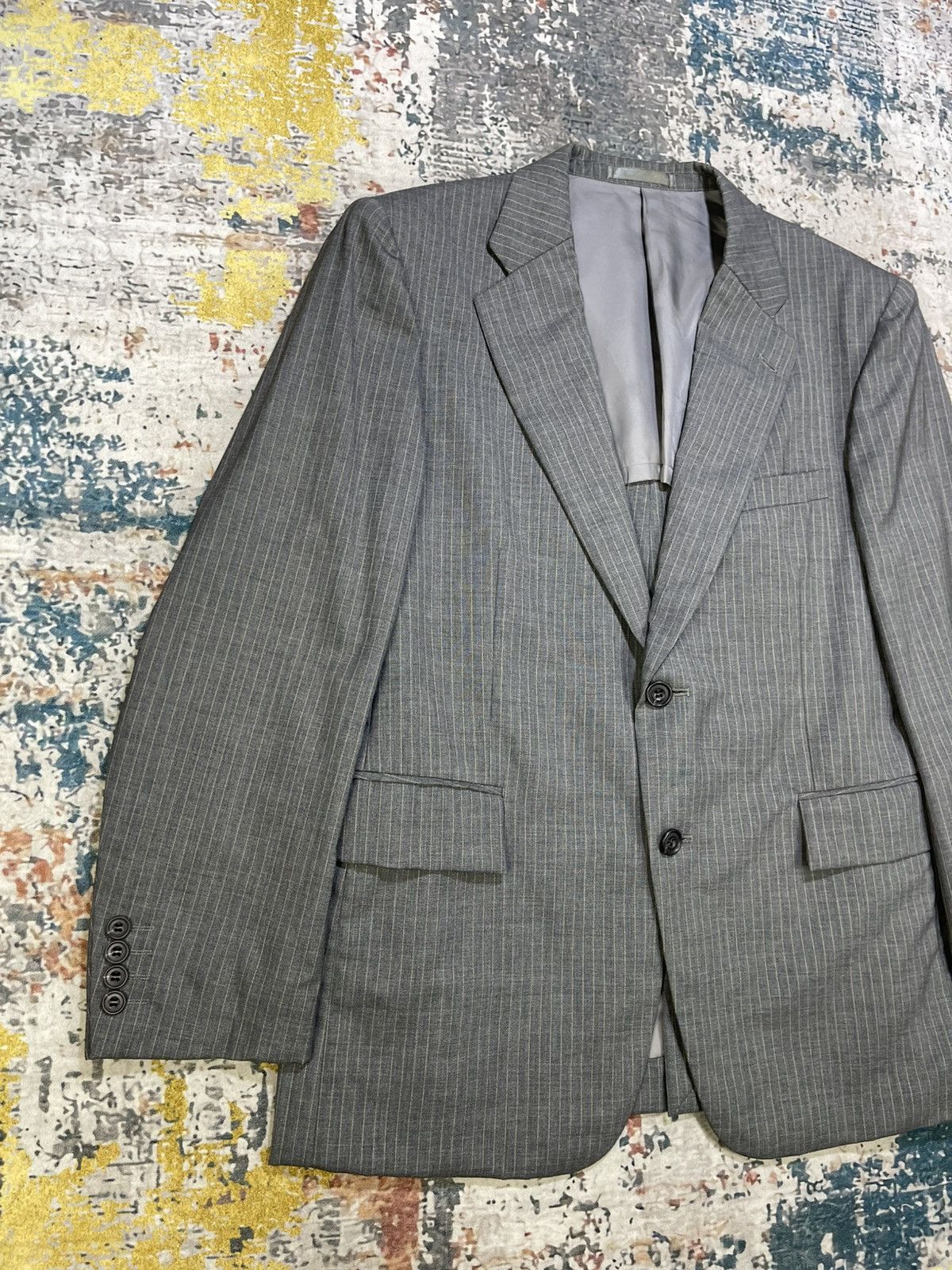 Yves Saint Laurent Yvest Saint Laurent Pinstripes Grey Blazer Size US S / EU 44-46 / 1 - 5 Thumbnail