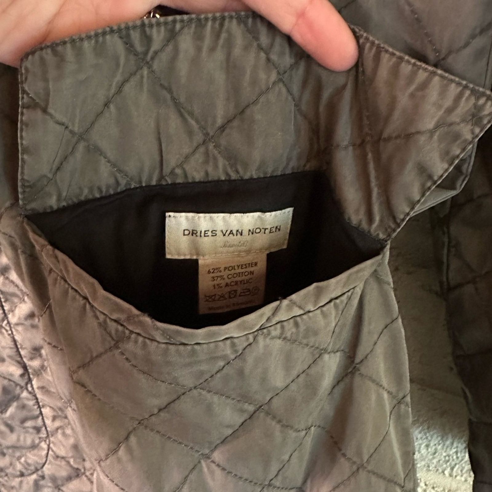 Dries Van Noten Vintage Grey Quilted Overcoat EU 50 Layered Winter Button Size US M / EU 48-50 / 2 - 11 Thumbnail