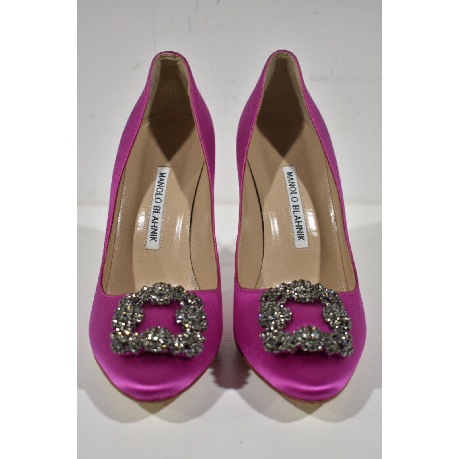 Manolo Blahnik Hangisi 105 Satin Crystal Jewel Buckle Heel Pump 38 Size US 8 / IT 38 - 6 Thumbnail