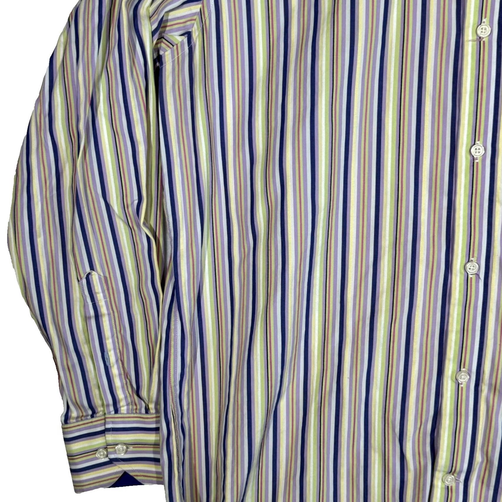 Tailorbyrd TAILORBYRD Multicolor Striped Cotton Shirt Men’s Large Button-Up, Pockets, 31" Length, 46" Chest, Long Sleeve, Regular Fit Size US L / EU 52-54 / 3 - 4 Thumbnail