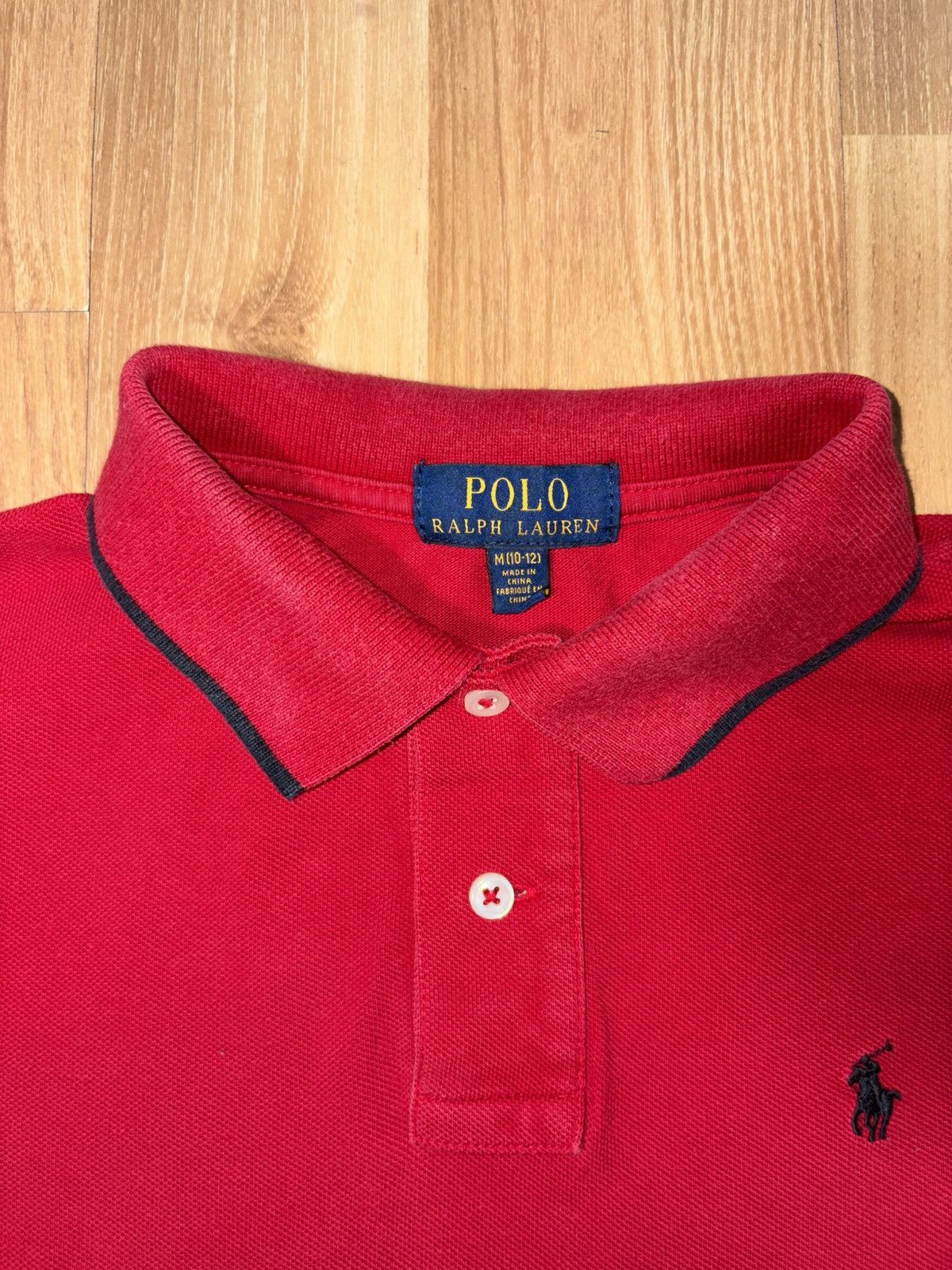 Polo Ralph Lauren Polo RL Red Long Sleeve Polo USA Flag Patch kids M (10-12) Size US XXS / EU 40 - 3 Thumbnail