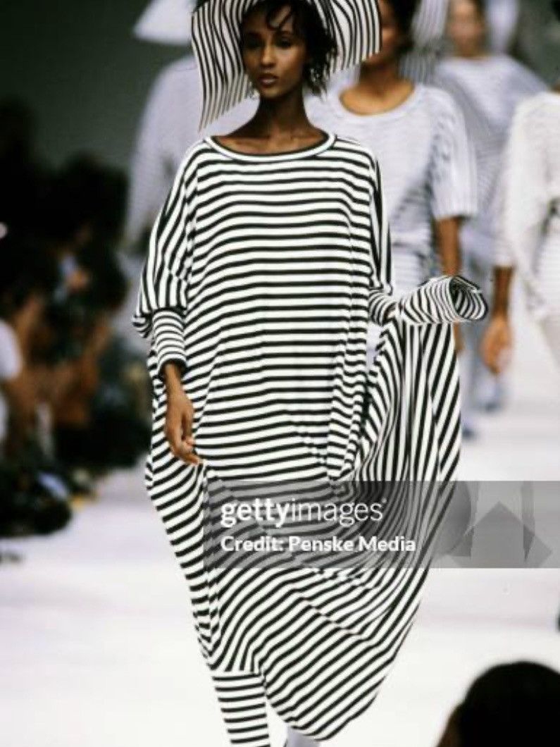 Issey Miyake S/S 86 Cuffed Stripe Dress Size M / US 6-8 / IT 42-44 - 1 Thumbnail