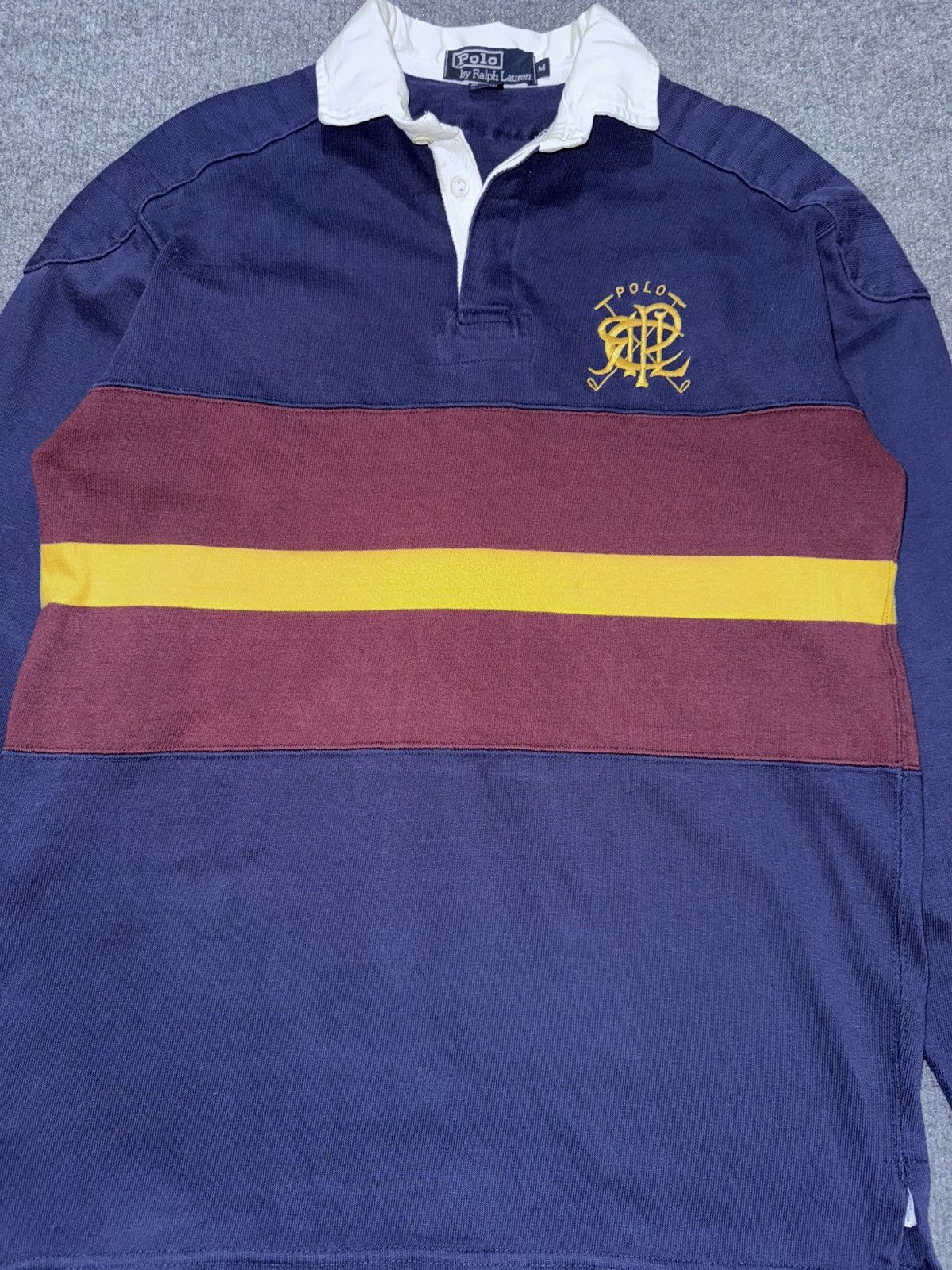 Polo Ralph Lauren Vintage Polo Ralph Lauren Crest Rugby Shirt Made in USA Size US M / EU 48-50 / 2 - 2 Thumbnail