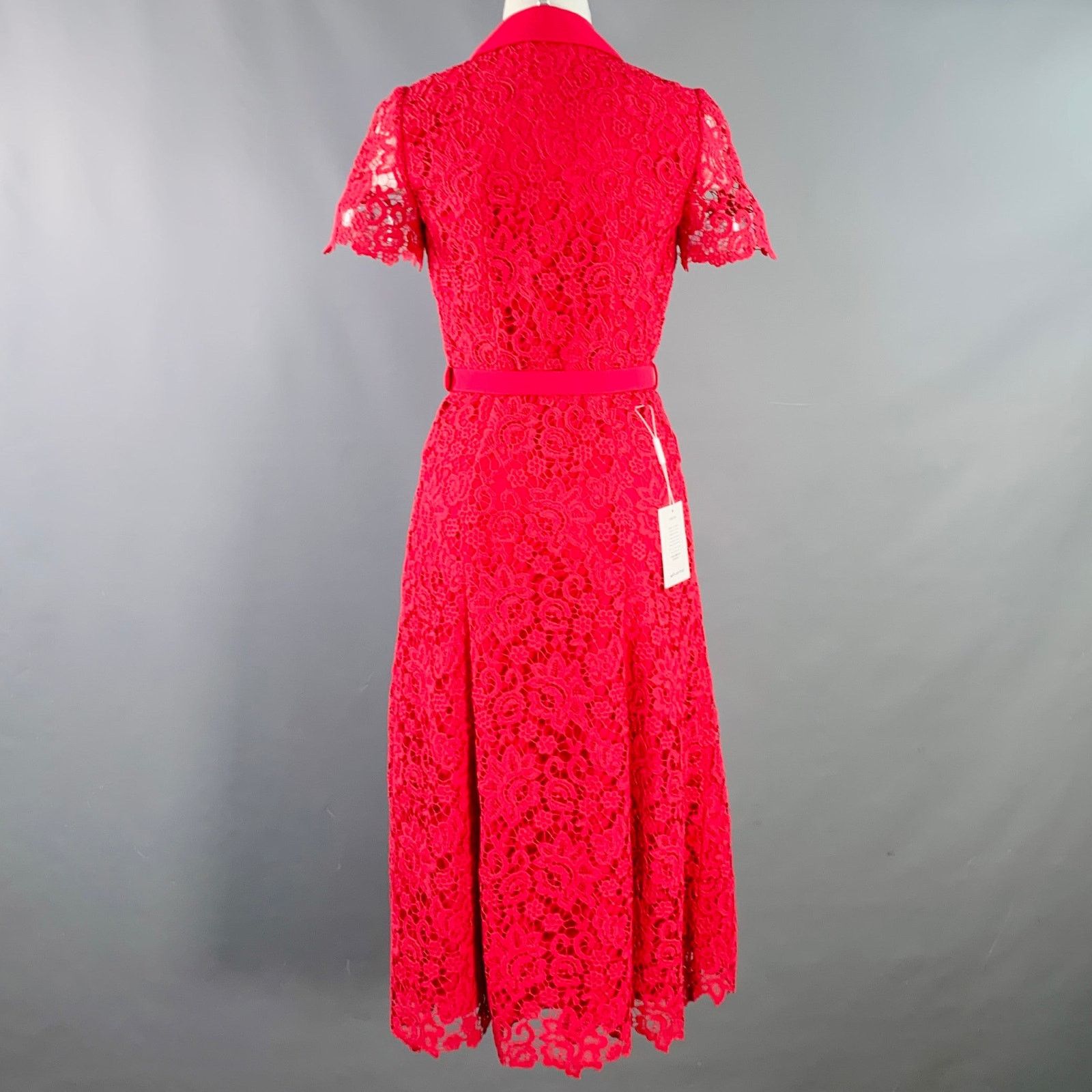 Self-Portrait SELF-PORTRAIT AW23 Pink Magenta Polyester Lace Shirt Dress Size 26" / US 2 / IT 38 - 3 Thumbnail