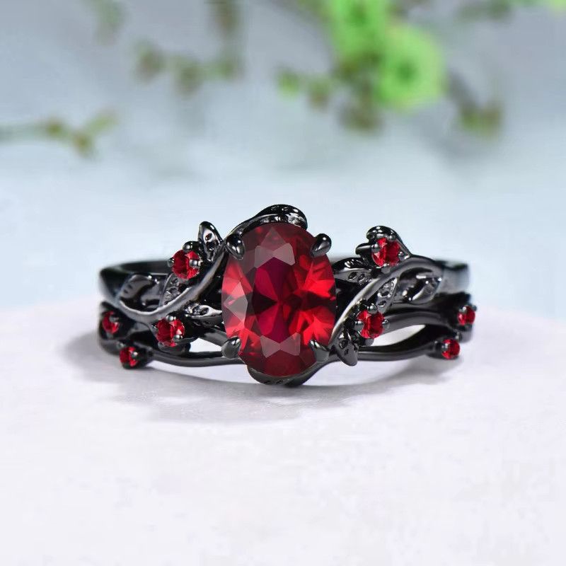 Jewelry Black Rose Branches Crossed Two-piece Rings Size ONE SIZE - 3 Thumbnail