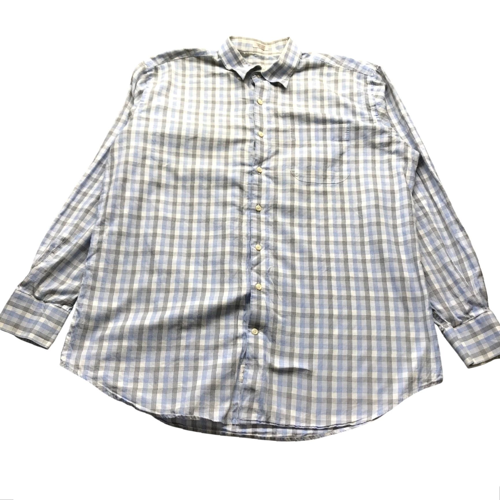 Peter Millar Peter Millar Button-Up Shirt Mens XL Long Sleeve Plaid Pocket Blue White Size US XL / EU 56 / 4 - 2 Thumbnail