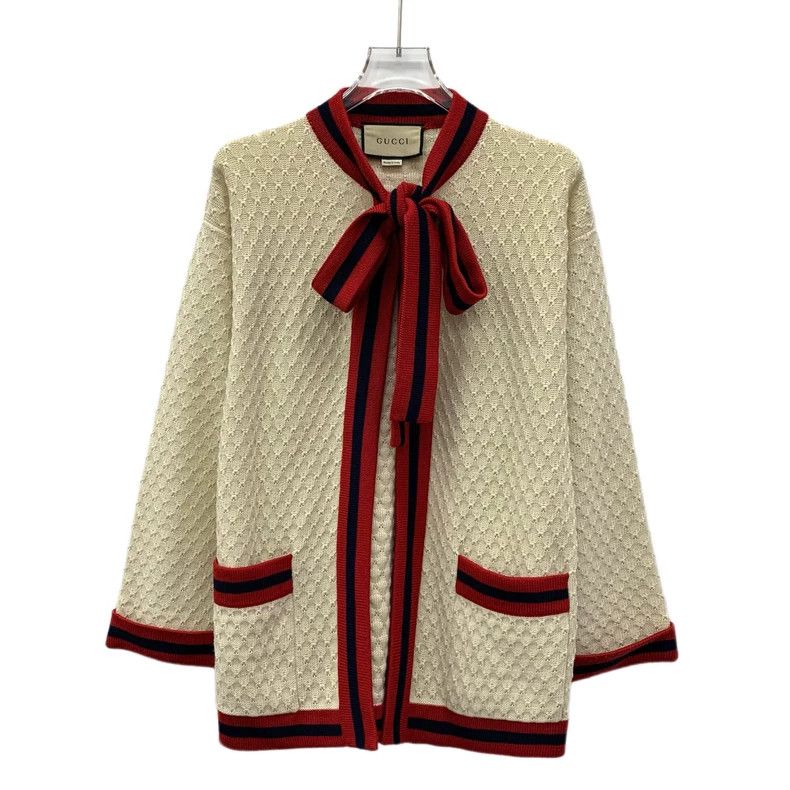 Gucci beige striped bow tie knit cardigan-dmc Size US XS / EU 42 / 0 - 1 Thumbnail