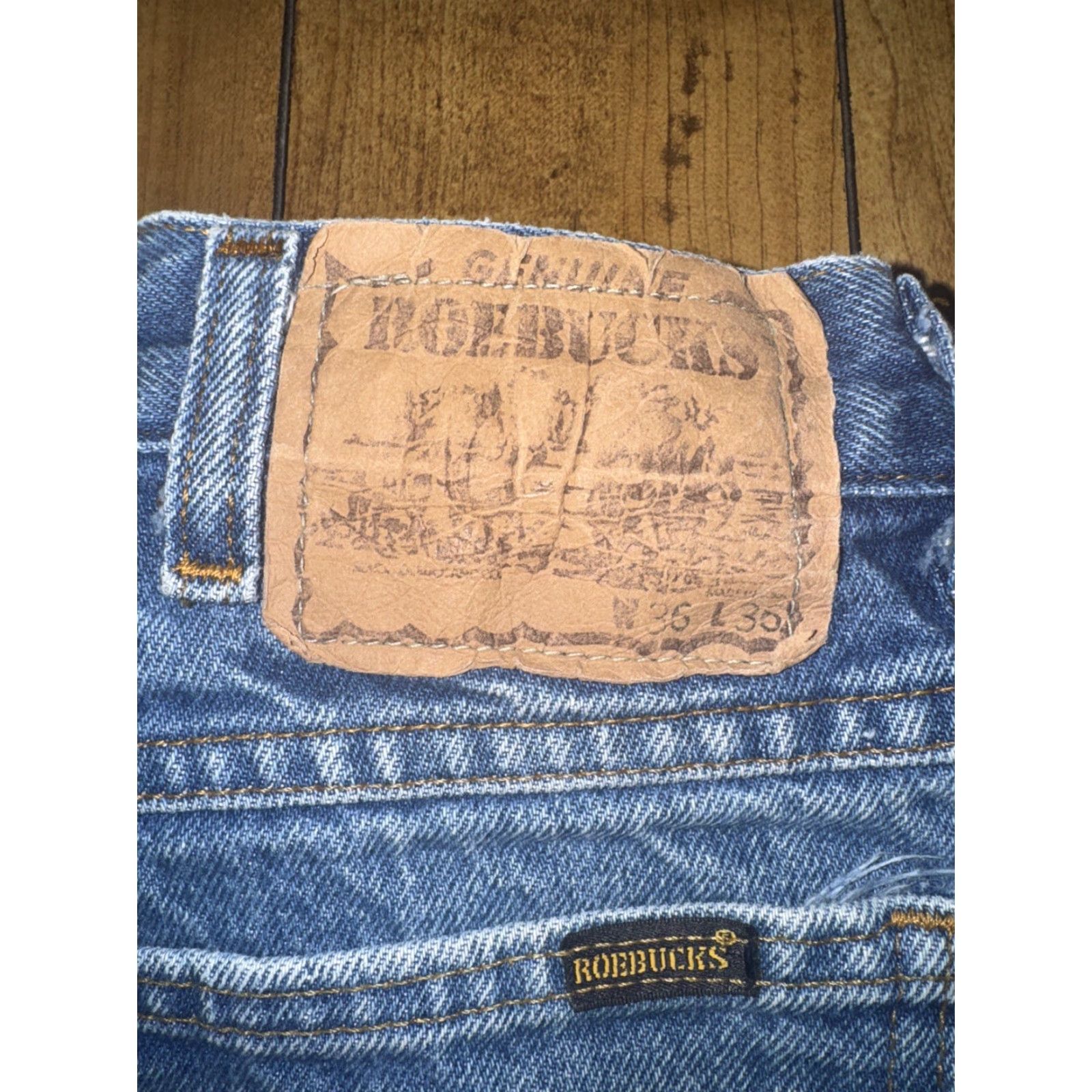 Vintage VINTAGE Sears Roebucks Jeans 32x28 Blue Distressed Workwear Made in USA Mens Jeans Straight 32 Blue Distressed USA Size US 32 / EU 48 - 4 Thumbnail