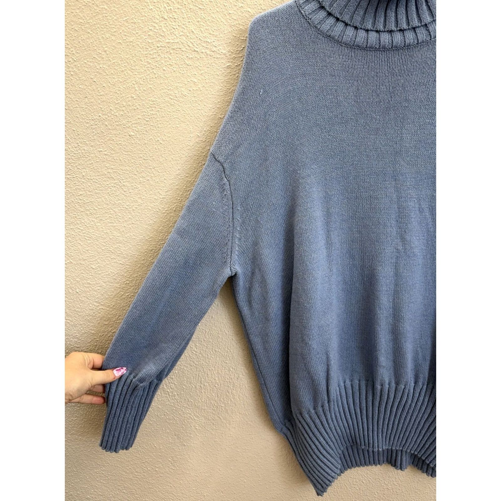Vintage A New Day Sweater Shirt Women Large Blue Knit Turtleneck Pullover Casual... Size L / US 10 / IT 46 - 2 Thumbnail