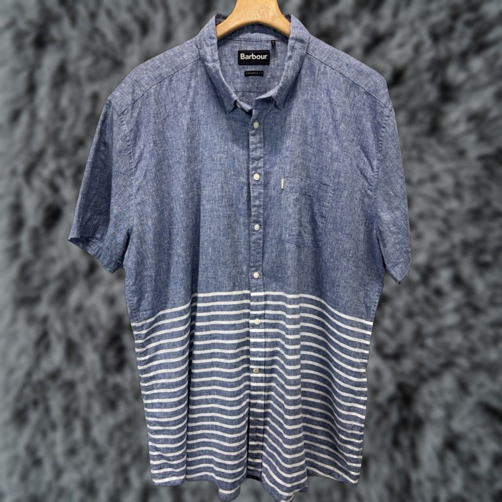 Barbour Barbour Shirt XL Men Button-Down Linen Blend Blue White Stripe Coastal Mens Size US XL / EU 56 / 4 - 1 Thumbnail