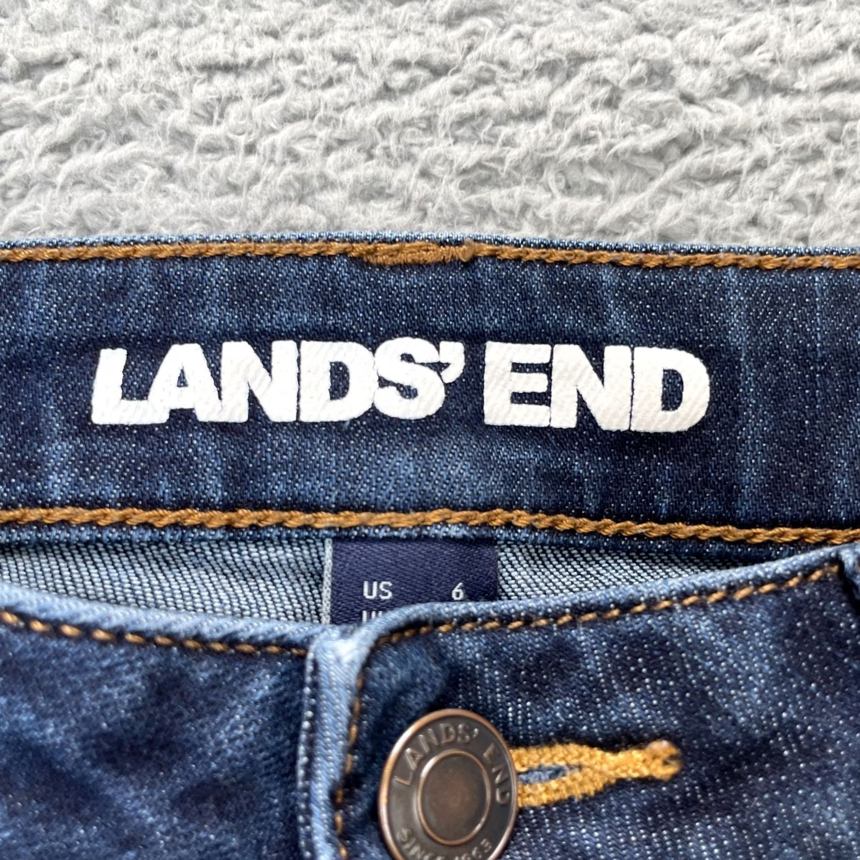 Lands' End Lands End Jeans Womens 6 Petite Blue Straight Leg Dark Wash Denim Stretch Cotton Size 30" / US 8 / IT 44 - 3 Thumbnail