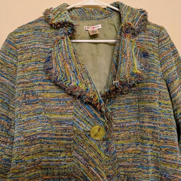 Laura Ashley Laura Ashley Multicolored Striped Fringed Tweed Jacket With Size S / US 4 / IT 40 - 4 Thumbnail