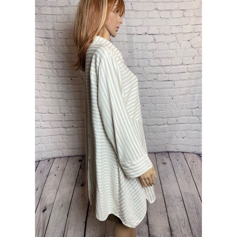 Other Soft Surroundings Standout Asymmetrical Striped Shirt Tunic Size L / US 10 / IT 46 - 3 Thumbnail