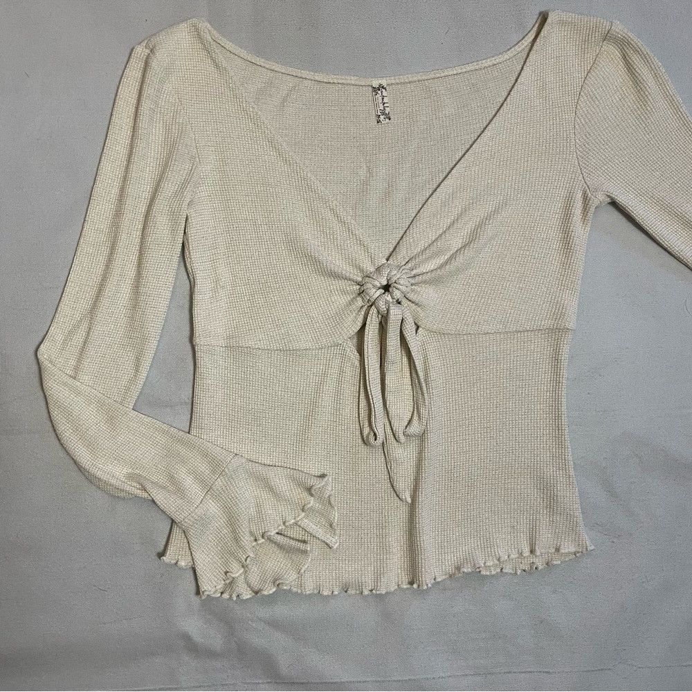 Free People Free People Light Gray Say When Long Sleeve Top Size S Size S / US 4 / IT 40 - 6 Thumbnail