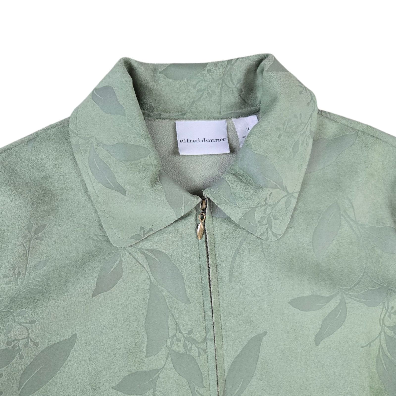 Other 90s Y2K Sage Green Faux Suede Floral Embossed Coat Size 14 Size XL / US 12-14 / IT 48-50 - 2 Thumbnail