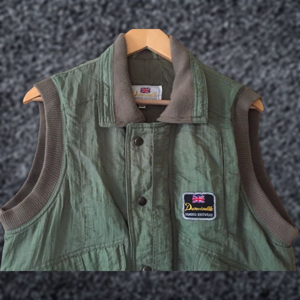 Mes Demoiselles Demoiselle 100% Pure Wool Green Jacket Vest L Womens Knitwear Casual VEST Jacket Size L / US 10 / IT 46 - 1 Thumbnail
