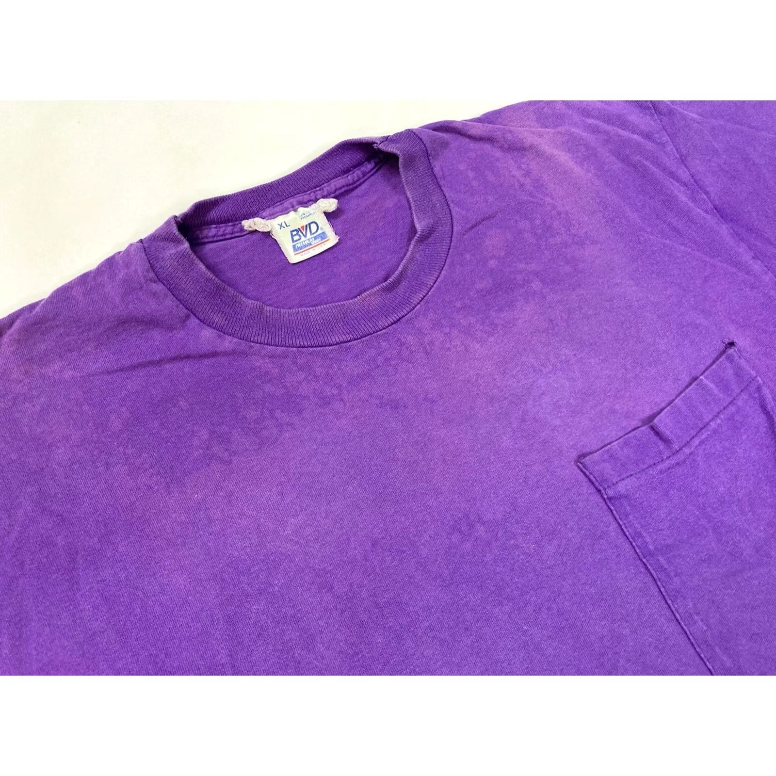 Vintage VINTAGE B.V.D T-Shirt Shirt Men's XL Purple 90s USA Pocket Cotton Crew Neck Short Sleeve Logo 1990s Womens Mens Girls Size US XL / EU 56 / 4 - 5 Thumbnail