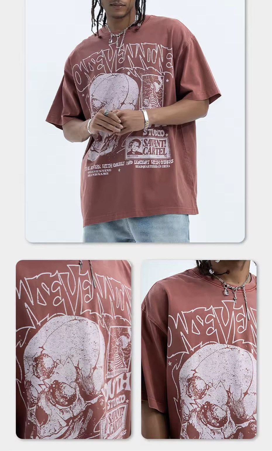 Other Streetwear Gothic Skull Loose Washed Vintage T Shirt Size US XL / EU 56 / 4 - 3 Thumbnail