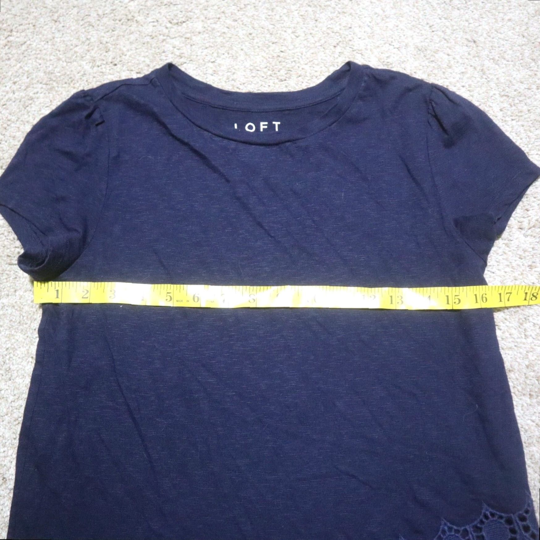 Loft Ann Taylor Blue Lace Women's T-Shirt Top XS Extra Small Size XS / US 0-2 / IT 36-38 - 4 Thumbnail