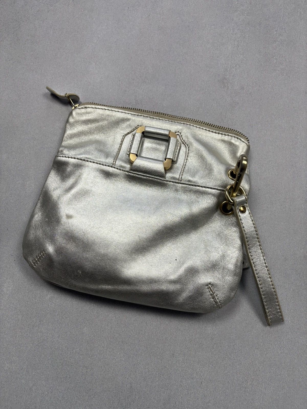 Jimmy Choo Jimmy Choo Metallic Silver Wristlet Clutch Bag Leather Size ONE SIZE - 3 Thumbnail