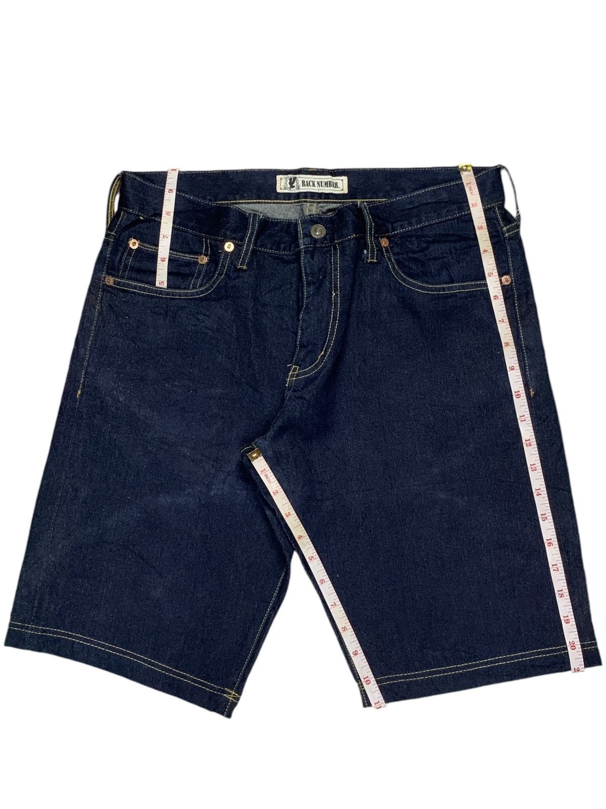 JNCO × Japanese Brand Vintage Back Number Selvedge Raw Denim Loose Jean Shorts Size US 32 / EU 48 - 15 Thumbnail
