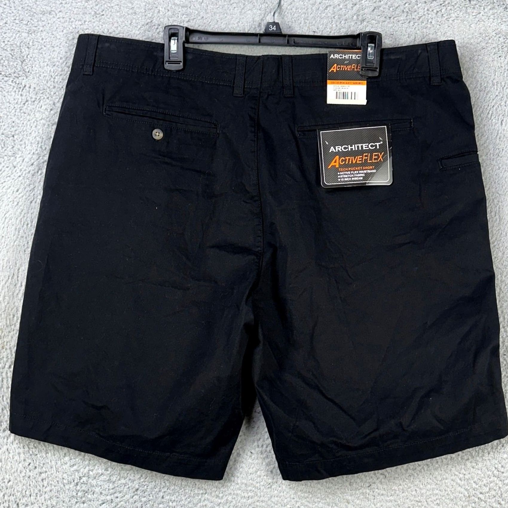 Architect Architect Active Flex Mens Tech Pocket Shorts 42 Black Flat Front Stretch NEW Size US 42 / EU 58 - 3 Thumbnail