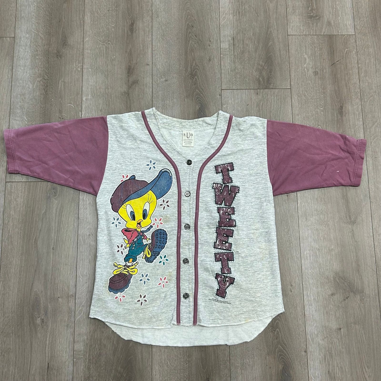 Warner Bros 1994 Warner Bros Looney Tunes Tweety Bird Jersey Small S Size US S / EU 44-46 / 1 - 1 Thumbnail