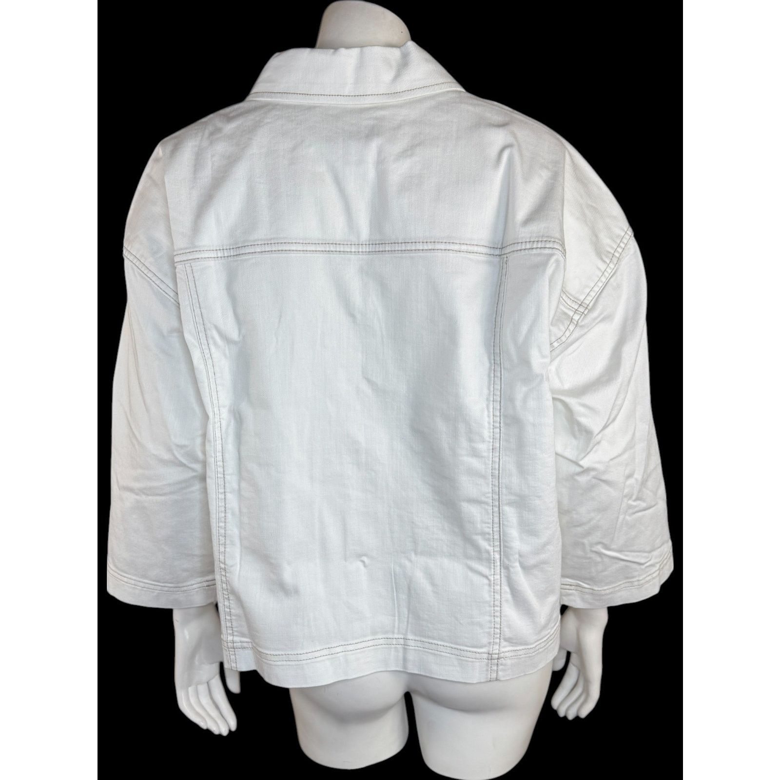 Other LOGO by Lori Goldstein 3/4 Sleeve Denim Jacket White 14 Size XL / US 12-14 / IT 48-50 - 7 Thumbnail